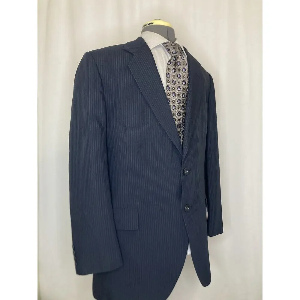 Kuppenheimer Mens 42R Blazer Blue Striped Wool Large 45